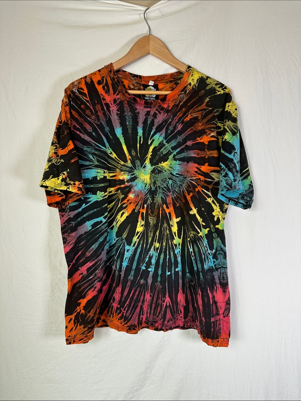 Faded Retro Lone King Spiral Tie-Dye Short Sleeve Tee - Black Multi